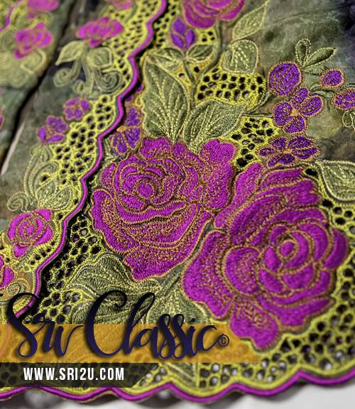 Baju Kebaya Tradisional Sulam Corak Sulam Bunga Ros - Koleksi Baju Kebaya Tradisional