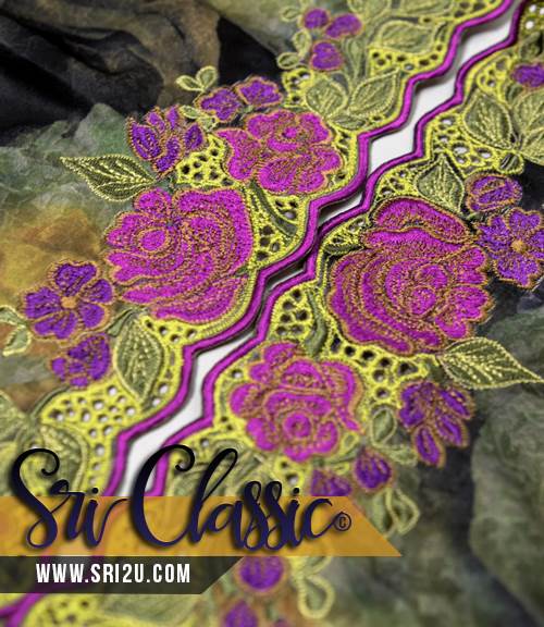 Baju Kebaya Tradisional Sulam Corak Sulam Bunga Ros - Koleksi Baju Kebaya Tradisional