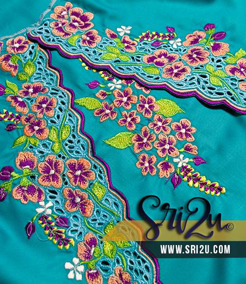 Baju Kurung Malaysia Sulam Mesin Embroidery