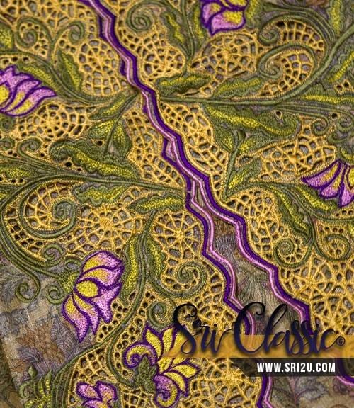 Kurung Moden Bersulam Kerawang Motif Sulam Bunga Kantan