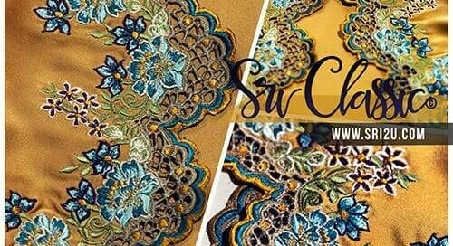 Sulam Goyang Baju Kurung Moden Corak Bunga Jasmine