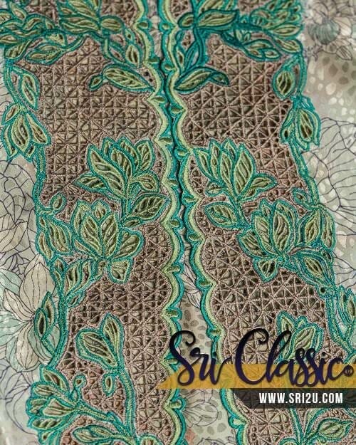 Rekaan Sulam Kerawang Kurung Tradisi Motif Bunga Magnolia Dengan 2 Corak Kerawang