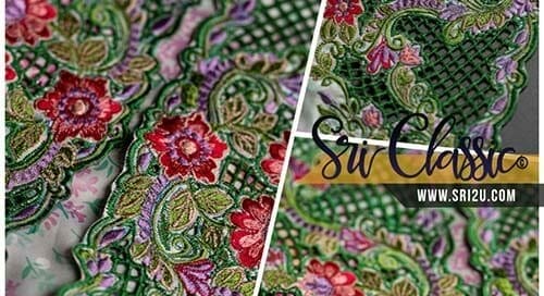 Kurung Moden Sulaman Kerawang Motif Bunga Matahari Kecil
