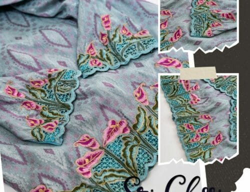 Baju Songket Sulaman Goyang Kerawang Motif Bunga Lily Clara Dengan Kerawang Pagar