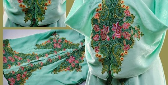Baju Kebaya Tradisi Bersulam Kerawang Motif Bunga Cempaka dan Bunga Tanjong