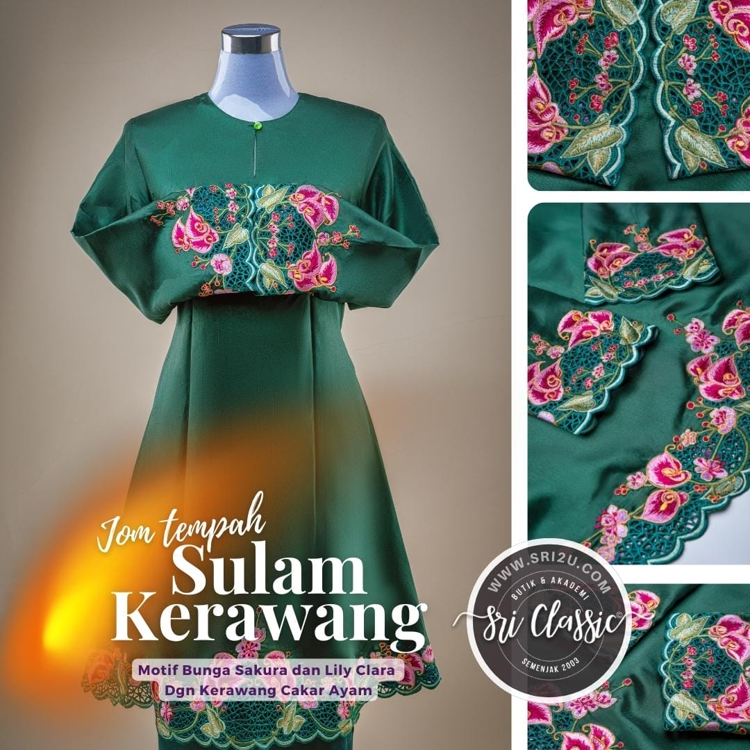 Fesyen Sulam untuk Baju Kurung Moden Princess Cut dari Butik Sri Classic