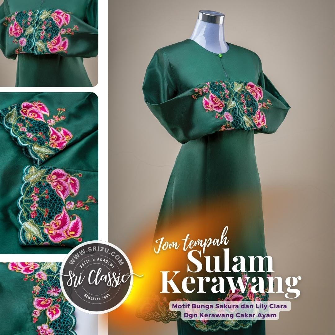 Fesyen Sulam untuk Baju Kurung Moden Princess Cut dari Butik Sri Classic